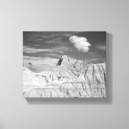 Svartvit Jagged Peaks i Badlands 8 x 10 Canvastryck