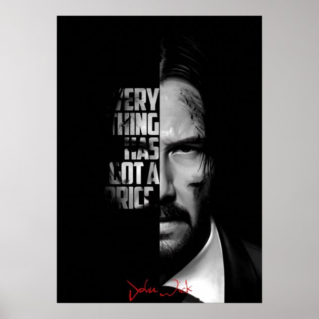 Svartvit John Wick-citat Poster (Framsidan)