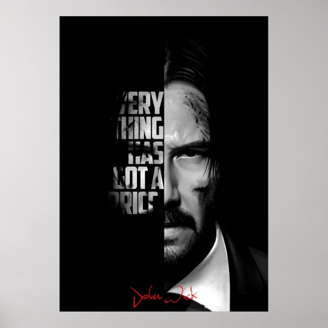 Svartvit John Wick-citat Poster (Framsidan)