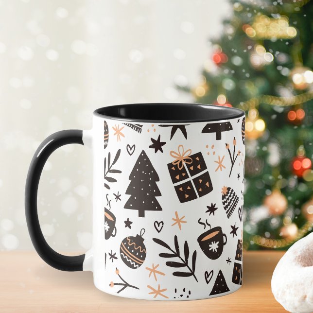 Svartvit jul Mönster, Mugg (Skapare uppladdad)