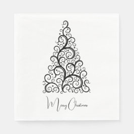 Svartvit jul pappersservett