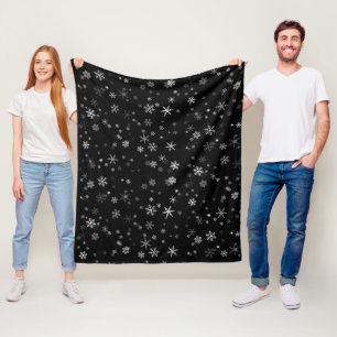 Svartvit jul Snowflake Mönster Fleecefilt