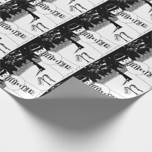 Svartvit juldesign för gullig snögubbe presentpapper