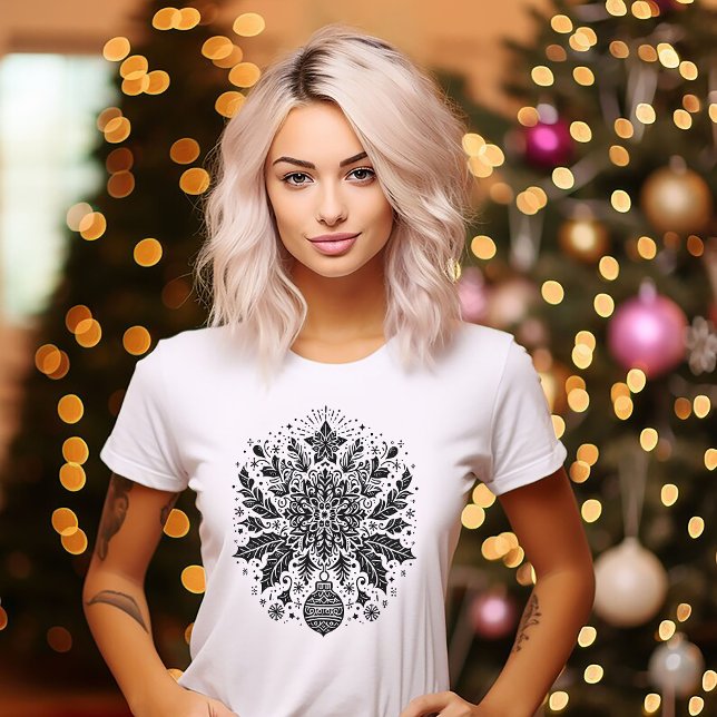 Svartvit juldesign t shirt (Skapare uppladdad)