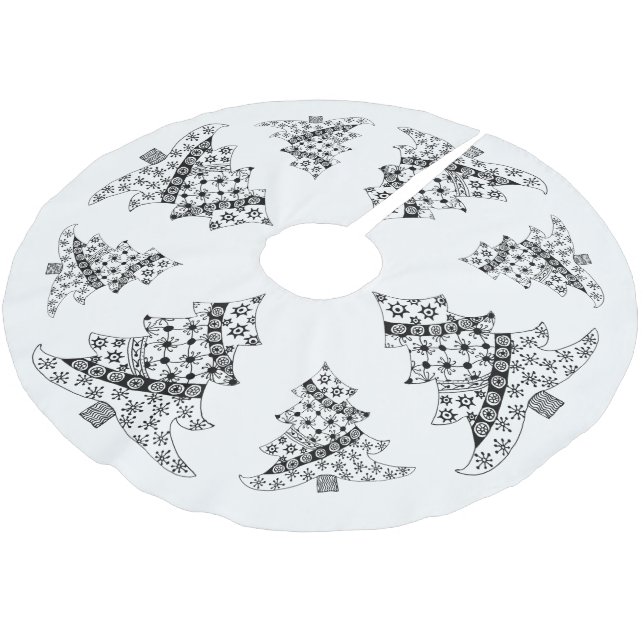 Svartvit Julgran, Helgdag Julgransmatta Borstad Polyester (Vinklad)