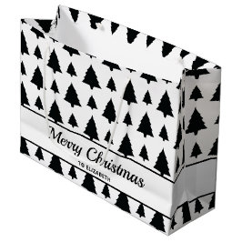 Svartvit Julgran Mönster och text