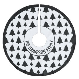 Svartvit Julgran Mönster och text Julgransmatta Borstad Polyester