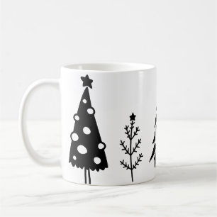 Svartvit Julgranar-kaffe Mugg