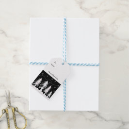 Svartvit Julgranar Presentetikett