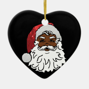 Svartvit jultomten julgransprydnad keramik