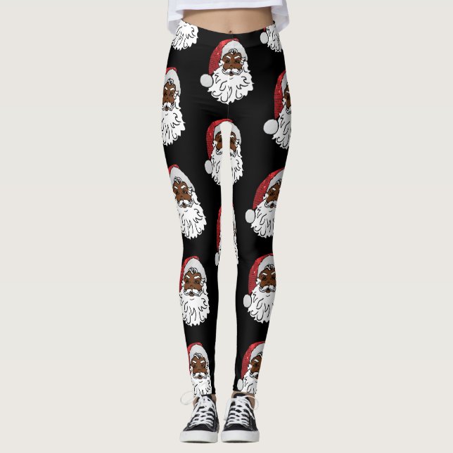 Svartvit jultomten leggings (Framsida)