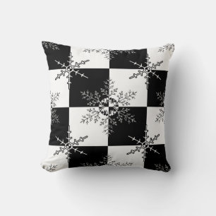 Svartvit julvinter Patchwork Mönster Kudde