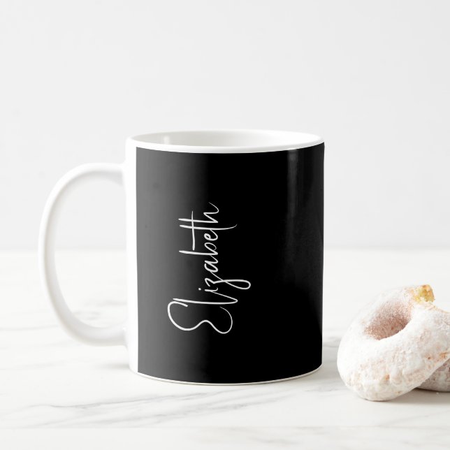 Svartvit kaffe, Mugg Namn Elegant (Med munk)
