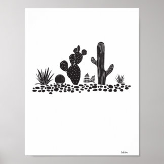 Svartvit kaktus och Poster Succulents