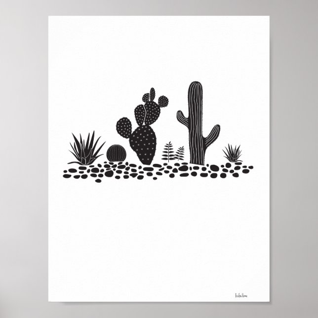 Svartvit kaktus och Poster Succulents (Framsidan)