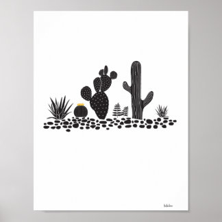 Svartvit kaktus och Poster Succulents