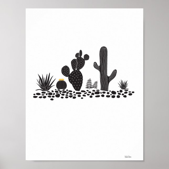 Svartvit kaktus och Poster Succulents (Framsidan)