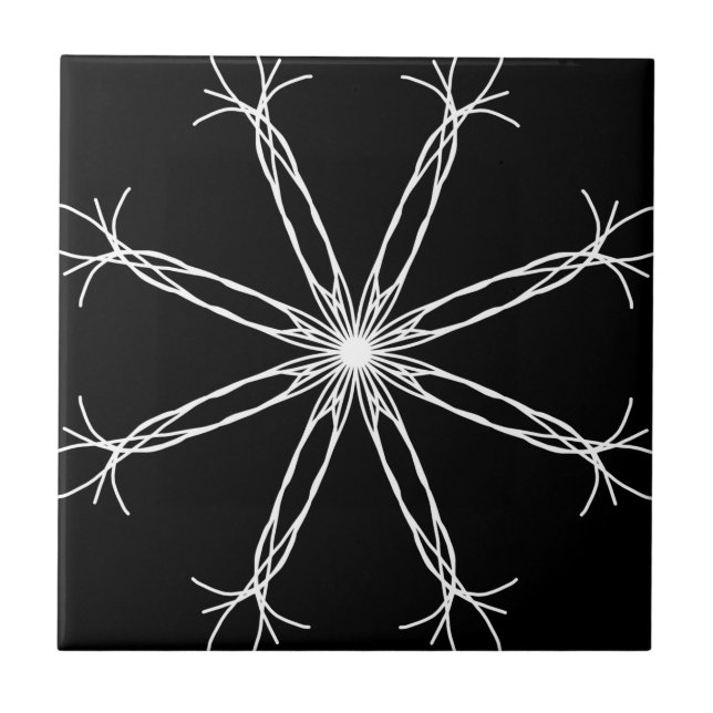 Svartvit Kaleidoscopestjärna Kakelplatta (Framsidan)