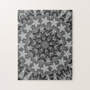 SVARTVIT KALEIDOSCOPIC GEOMETRISK MANDALA PUSSEL