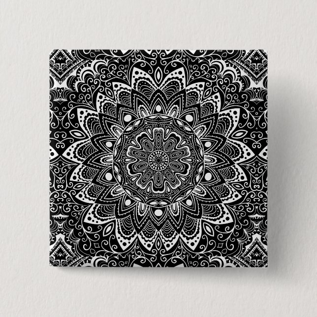 Svartvit kaleidoskop knapp (Framsida)