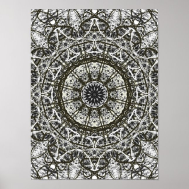 svartvit kaleidoskop mönster poster (Framsidan)