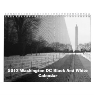 Svartvit kalender 2013 för Washington DC