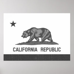 Svartvit Kalifornien republik (statlig flagga) Poster