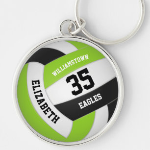 Svartvit kalklag namn volleyball rund silverfärgad nyckelring