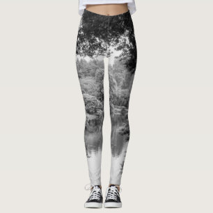 Svartvit, kall unik natur och sjö leggings