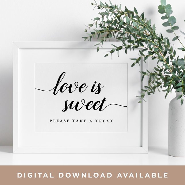 Svartvit kalligrafi Bröllop Dessert Pub-tecken Poster (Skapare uppladdad)