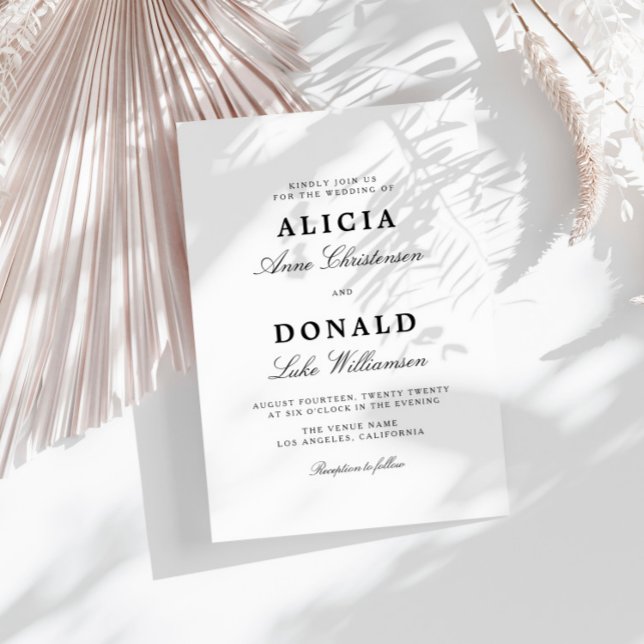 svartvit kalligrafi bröllop inbjudningar (Skapare uppladdad)