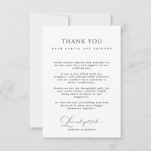 Svartvit kalligrafi Kärlek & Gratitude Bröllop Tack Kort