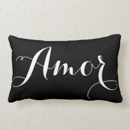 Svartvit kalligrafi Kärlek Pillow Lumbarkudde