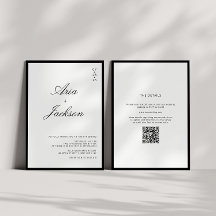 Svartvit kalligrafi Modern QR-kod Bröllop