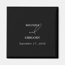 Svartvit kalligrafi Namnteckning skript Bröllop Magnet