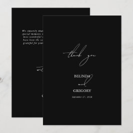 Svartvit kalligrafi Namnteckning skript Bröllop Tack Kort