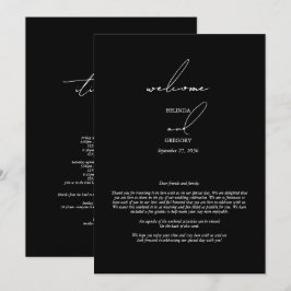 Svartvit kalligrafi, skript Bröllop, tinerär Program