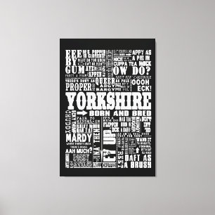 Svartvit kanfas för roligt Yorkshire ord Canvastryck