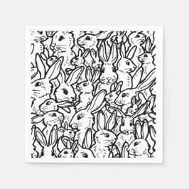Svartvit kanin Teckning Modern Bunny Design Pappersservett