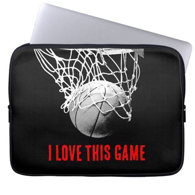 Svartvit Kärlek-basketboll Laptop Fodral (Framsidan)