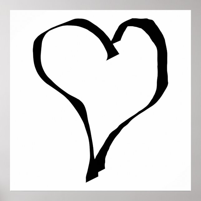 Svartvit Kärlek hjärtdesign. Poster (Framsidan)