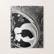 Svartvit Kärlek i motsatt riktning: Silhouette Cou