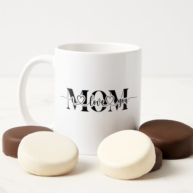 Svartvit Kärlek som du skriver ut Kaffemugg (Black and White Love You Print Coffee Mug)