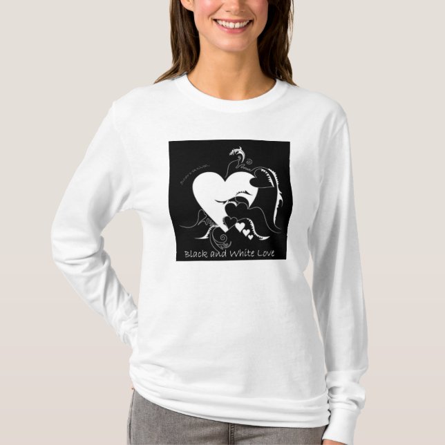 Svartvit kärlek tee shirt (Framsida)