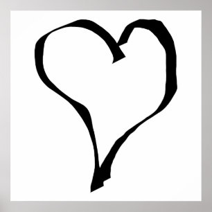 Svartvit kärlekhjärtadesign poster