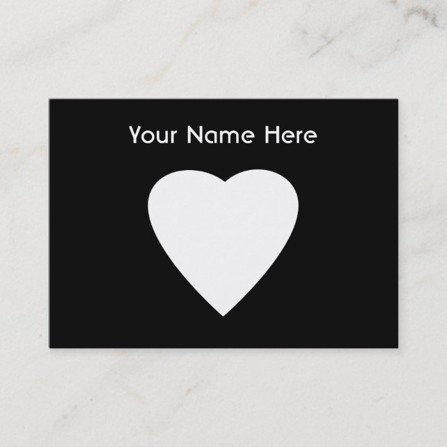 Svartvit kärlekhjärtadesign visitkort (Framsida)