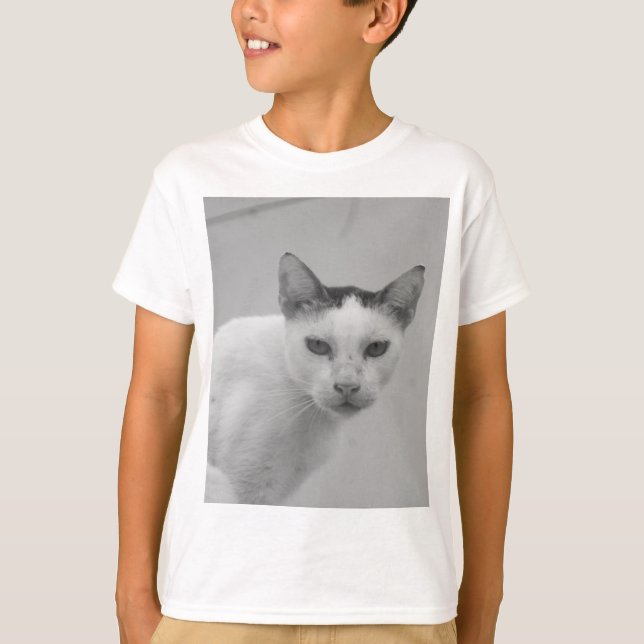 Svartvit - Katt 02 T Shirt (Framsida)