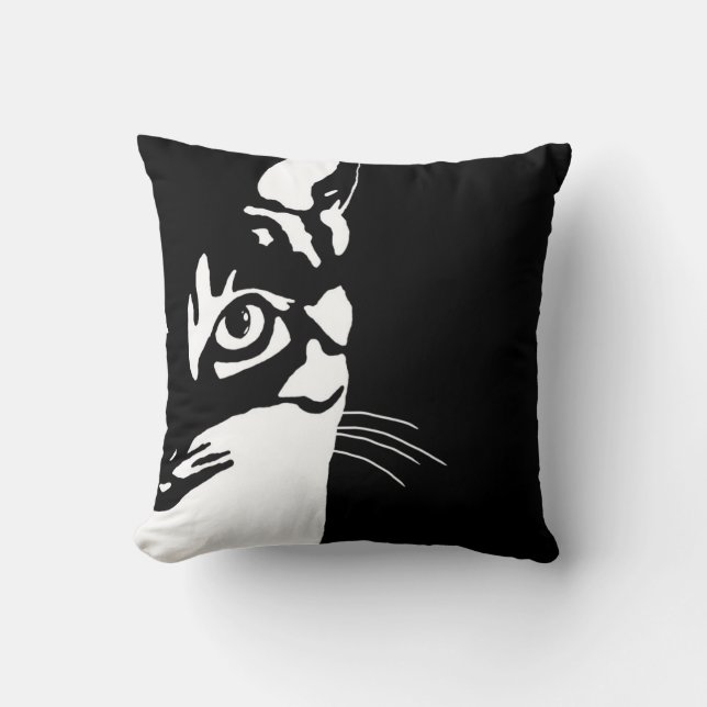 Svartvit katt 657 kudde (Framsida)