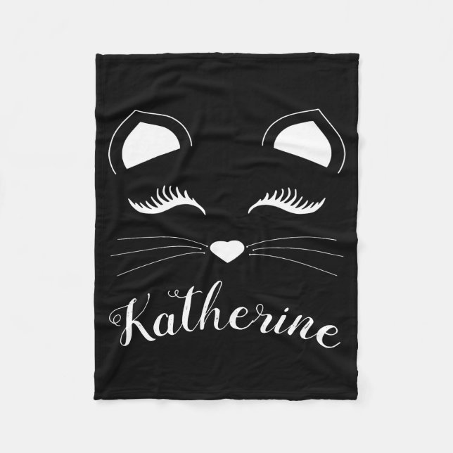 Svartvit katt Ansikte Fleecefilt (Framsidan)