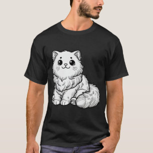 Svartvit katt av ljus fluffy t shirt